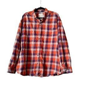 St. John's Bay Orange and Blue Casual Button Down Flannel Shirt